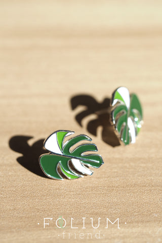 Variegated Monstera Ear Studs